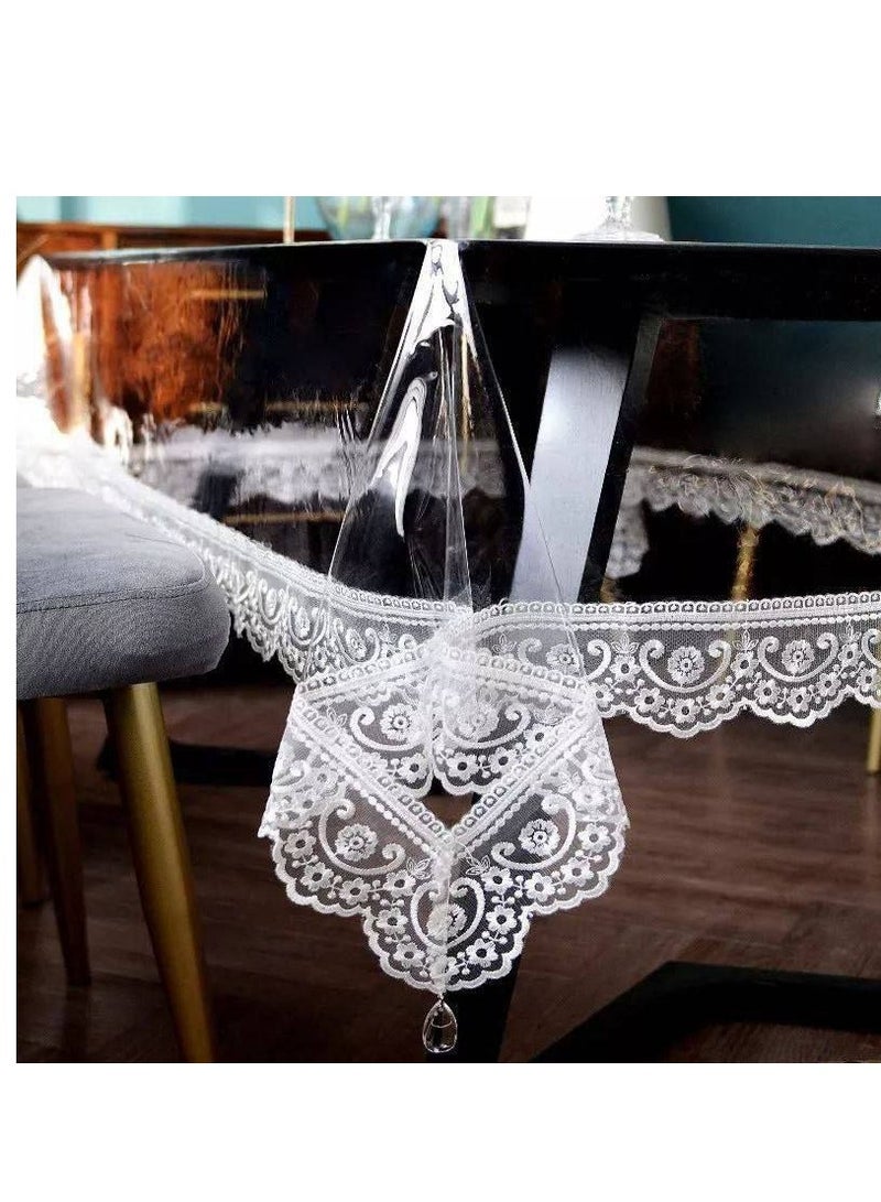 مفرش سفره واقي من الفينيل الشفاف مقاوم للماء والزيت مستطيل الشكل بلاستيك شفاف 1.37 × 1.83 سم - Image 3