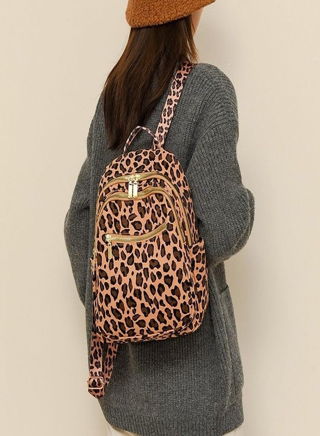 YUNZLAN Ladies Cheetah Print Backpack for Travel School Small Daypacks Leopard Shoulder Bag Purse for Women Girls-Brown Cheetah - Image 3