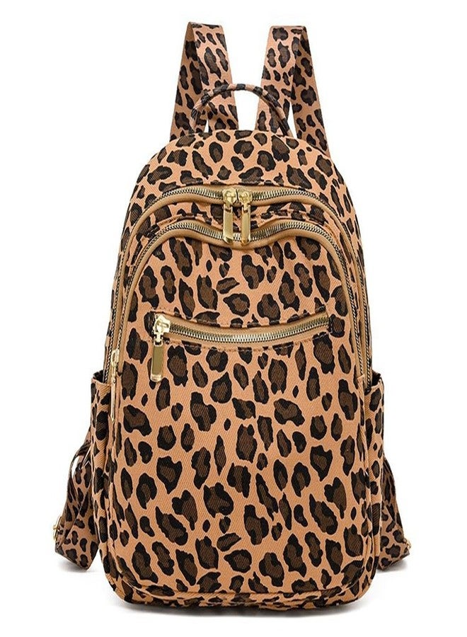 YUNZLAN Ladies Cheetah Print Backpack for Travel School Small Daypacks Leopard Shoulder Bag Purse for Women Girls-Brown Cheetah - Image 1