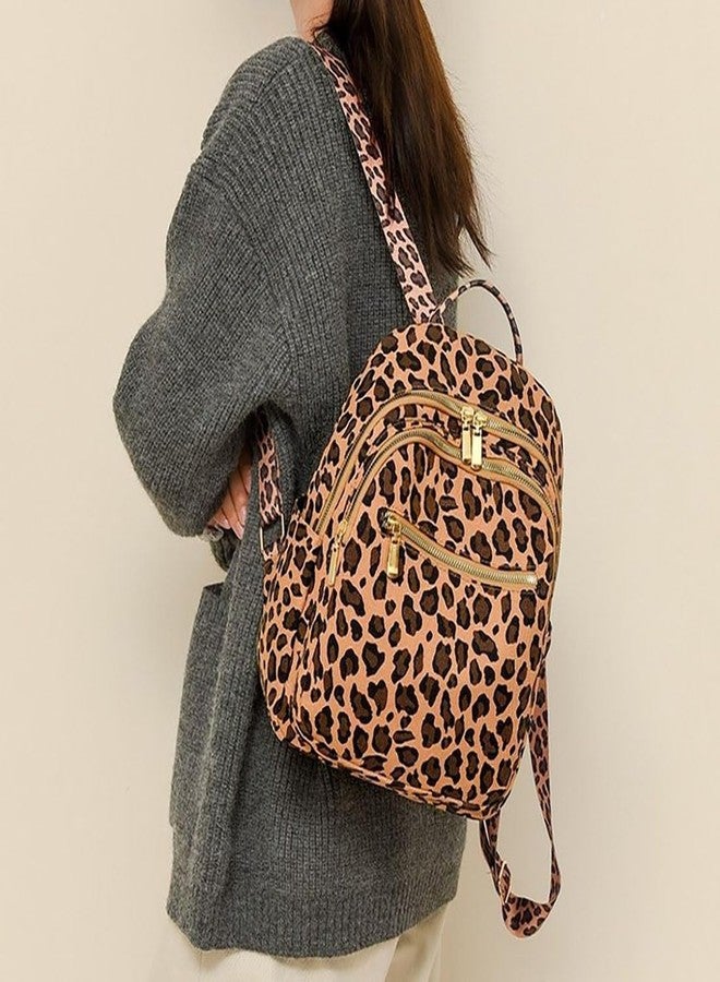 YUNZLAN Ladies Cheetah Print Backpack for Travel School Small Daypacks Leopard Shoulder Bag Purse for Women Girls-Brown Cheetah - Image 2