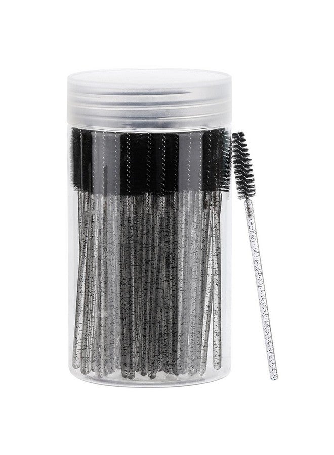 تي بيست ماكس 100 قطعة من أعواد الماسكارا التي تستخدم لمرة واحدة، فرشاة بكرات الحواجب الكريستالية لتمديد الرموش، فرشاة رموش سوداء مع حاوية - Image 1