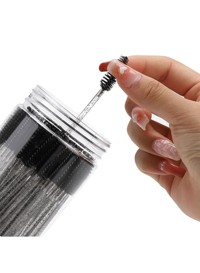تي بيست ماكس 100 قطعة من أعواد الماسكارا التي تستخدم لمرة واحدة، فرشاة بكرات الحواجب الكريستالية لتمديد الرموش، فرشاة رموش سوداء مع حاوية - Image 2