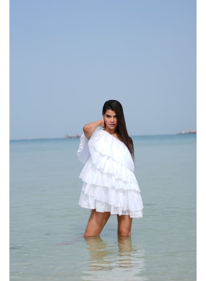 SJON Seafoam Frills One-Shoulder Dress - Image 1