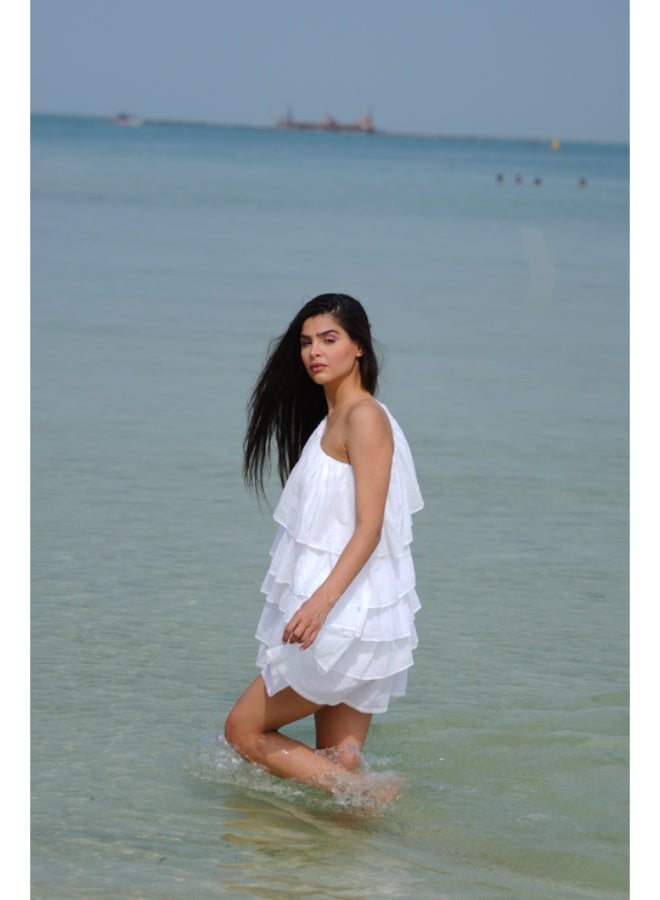 SJON Seafoam Frills One-Shoulder Dress - Image 3