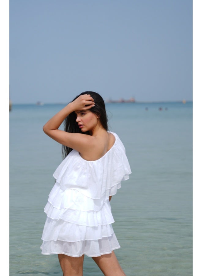 SJON Seafoam Frills One-Shoulder Dress - Image 2