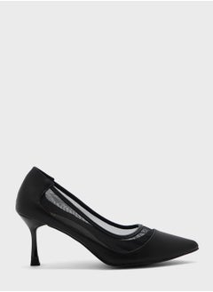 ELLA Faux Suede Sheer Trim Pointed Pump  - Image 1