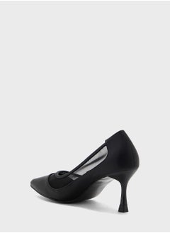 ELLA Faux Suede Sheer Trim Pointed Pump  - Image 3