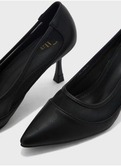 ELLA Faux Suede Sheer Trim Pointed Pump  - Image 4