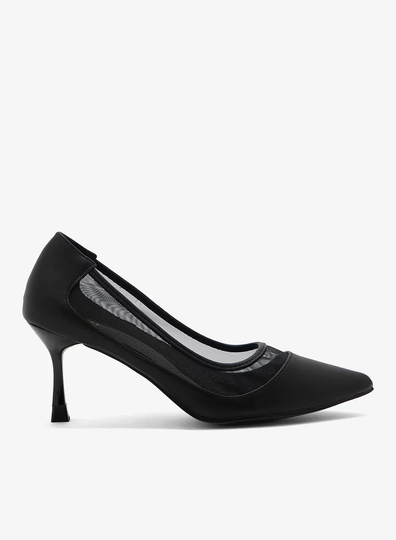 ELLA Faux Suede Sheer Trim Pointed Pump