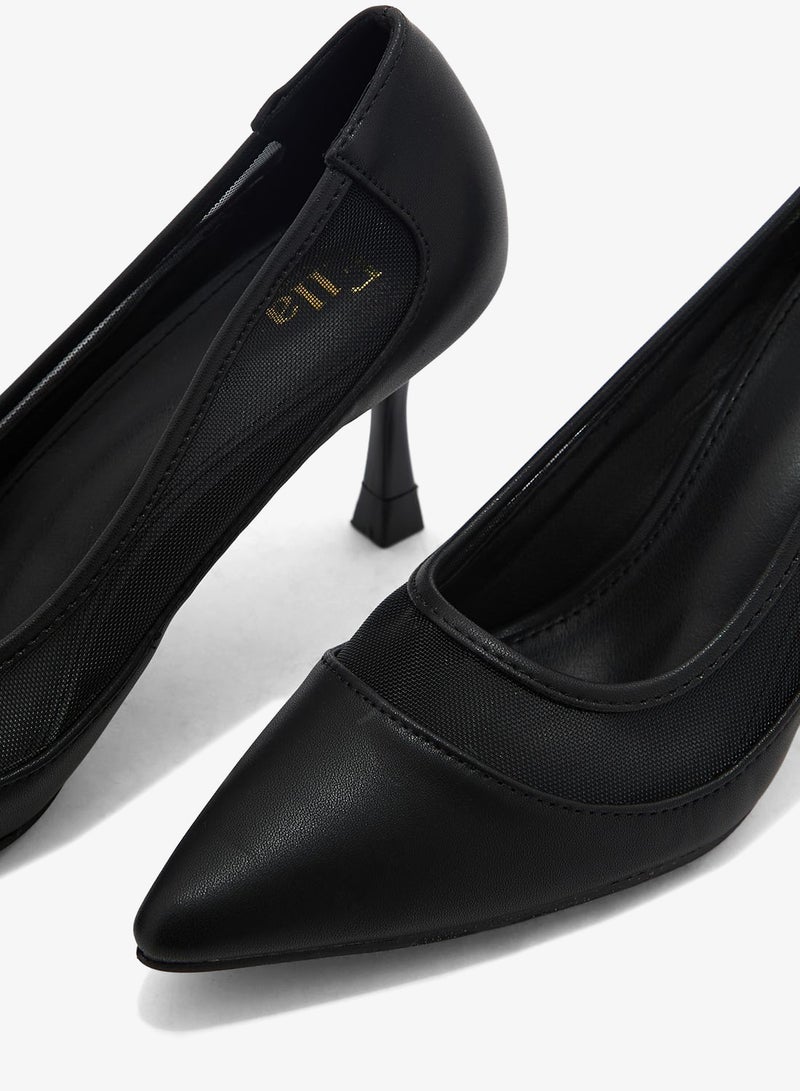 ELLA Faux Suede Sheer Trim Pointed Pump - Image 4