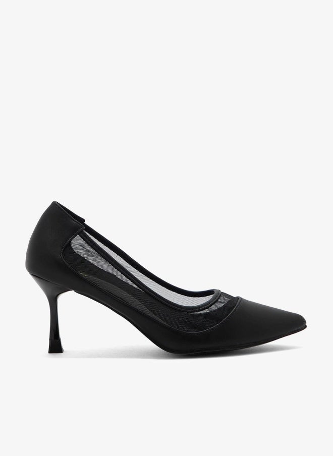 ELLA Faux Suede Sheer Trim Pointed Pump - Image 1