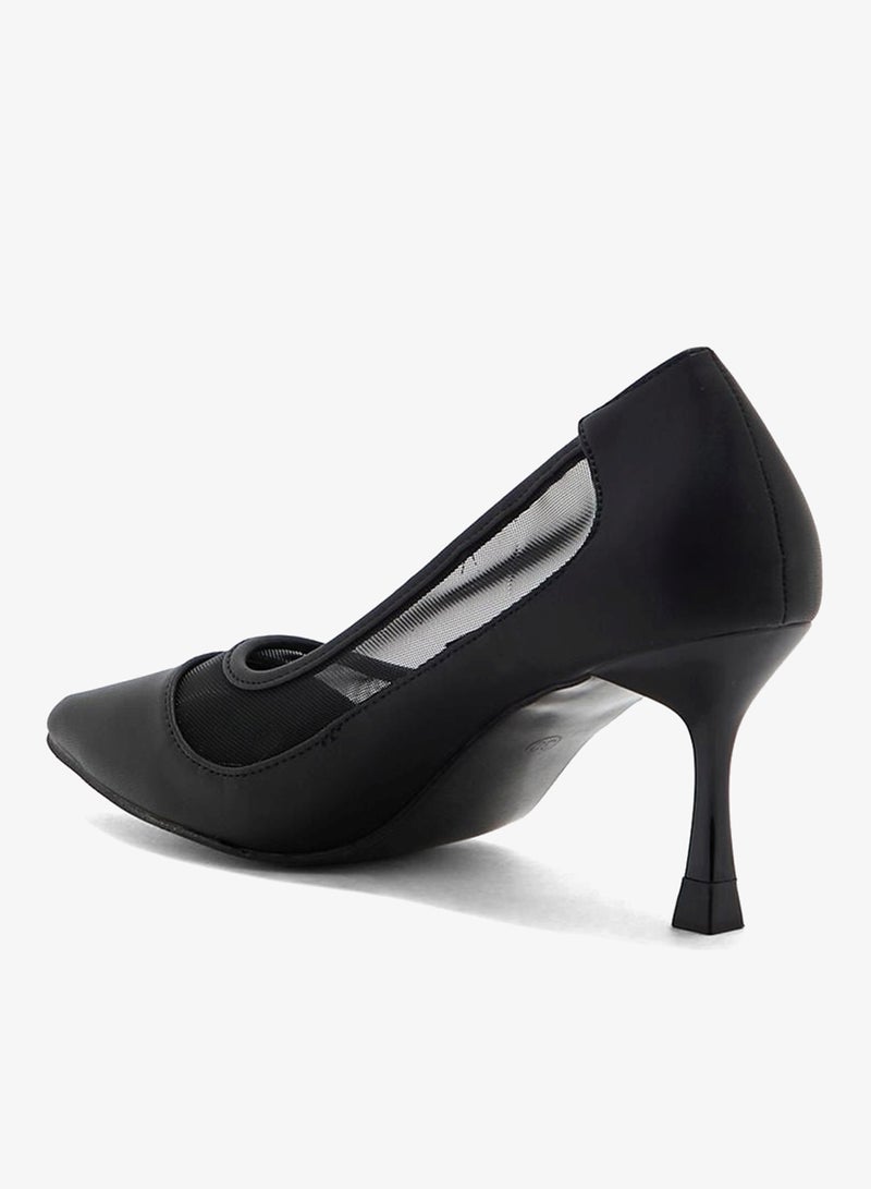 ELLA Faux Suede Sheer Trim Pointed Pump - Image 3