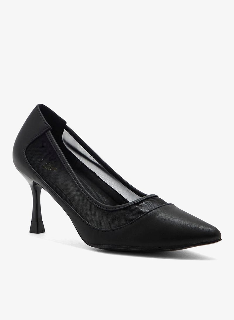 ELLA Faux Suede Sheer Trim Pointed Pump - Image 2