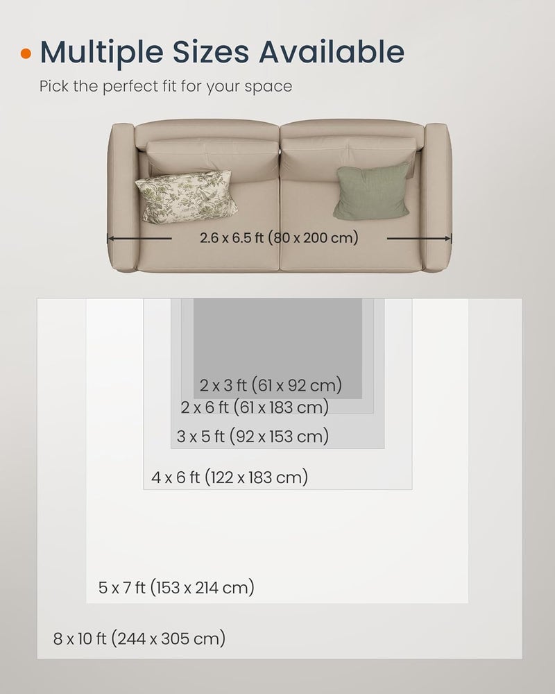 SONGMICS HOME Area Rug, 5x7 ft Living Room Rug, Non-Slip Carpet, Farmhouse Style Rug, Home Decor, for Bedroom, Kitchen, Entryway, Dining Room, Machine Washable - Image 5