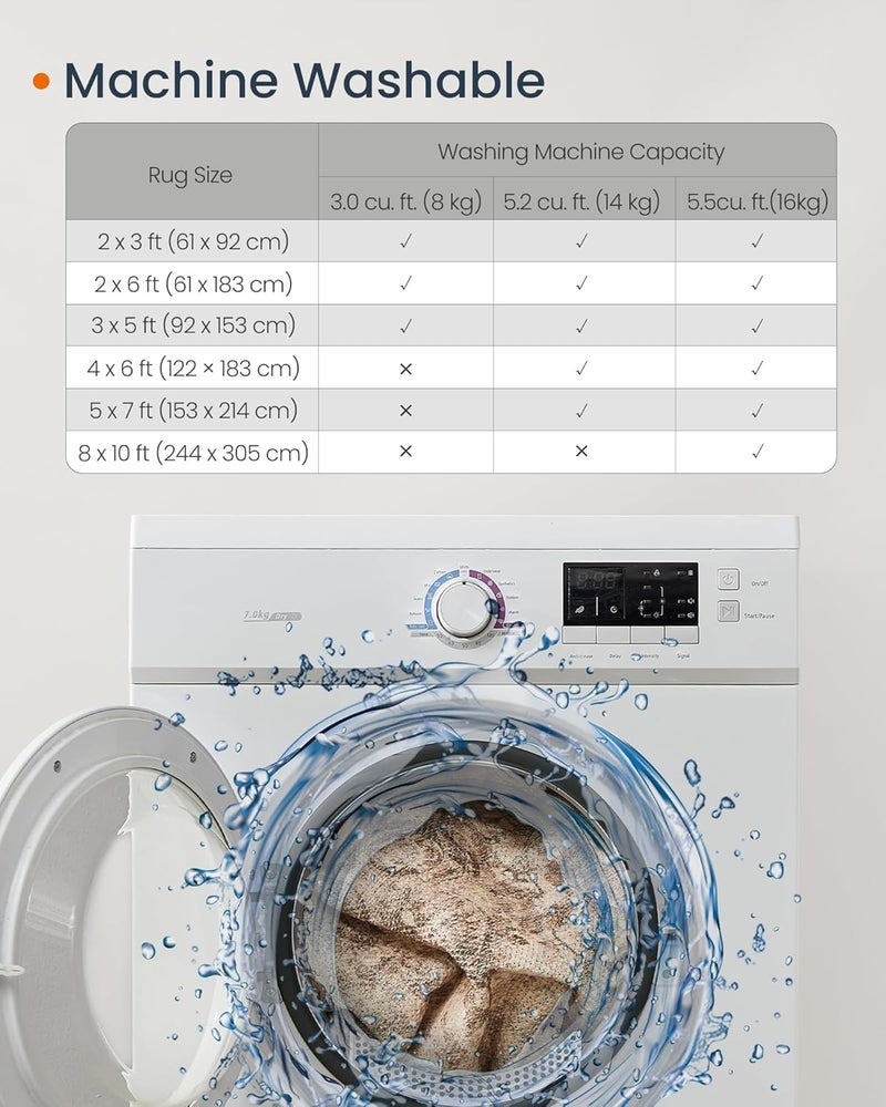 SONGMICS HOME Area Rug, 5x7 ft Living Room Rug, Non-Slip Carpet, Farmhouse Style Rug, Home Decor, for Bedroom, Kitchen, Entryway, Dining Room, Machine Washable - Image 4