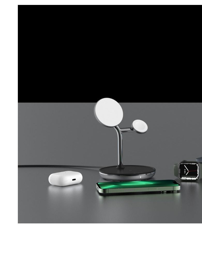 ADAM ELEMENTS - OMNIA M3+ Magnetic 3-in-1 Wireless Charging Station.33W PD/QC Adapter included.Certified by an Apple Made for Watch (MFW) certificate,Safe Power Supply. Foreign Objects Detection..3YRS WARRANTY. - Image 1
