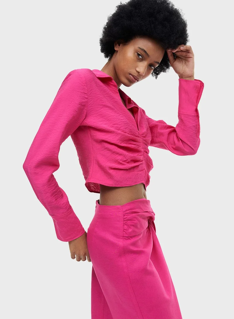 H&M Ruched Polo Neck Top