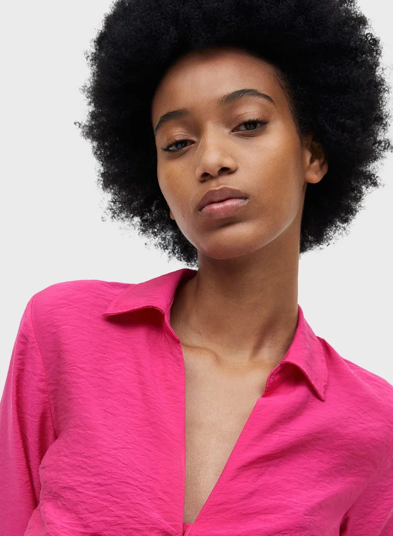 H&M Ruched Polo Neck Top