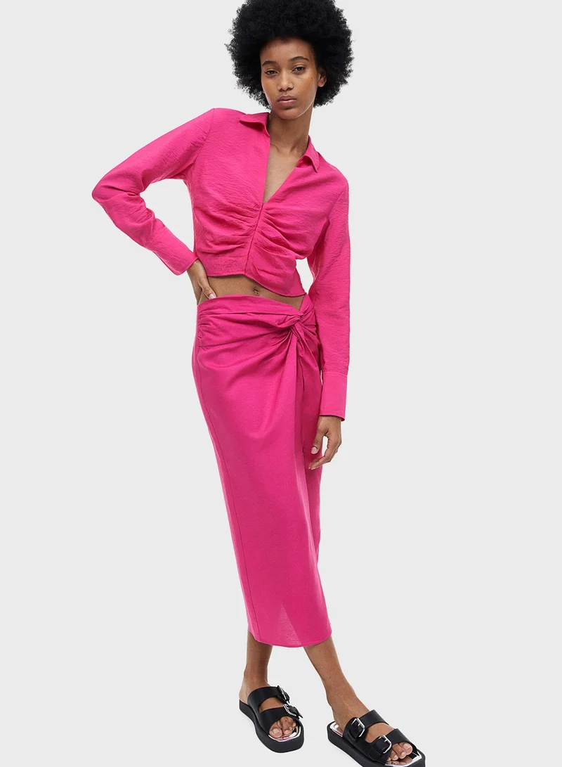 H&M Ruched Polo Neck Top