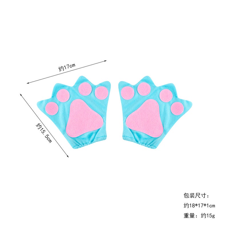 Cosplay Cartoon Claw Mittens Sky Blue Gloves 