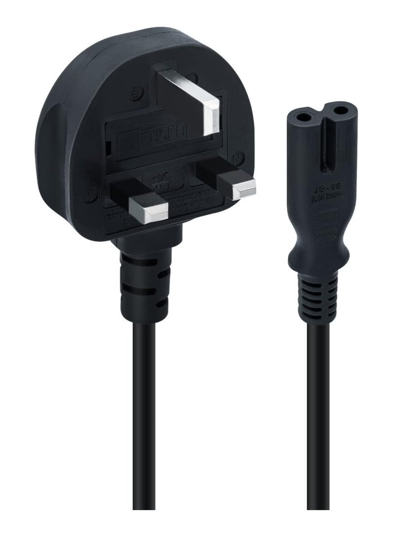 3M UK Power Cable (IEC320C7 to BS 1363) C7 Figure 8 Power Lead, PS4 Power Cable, Kettle Lead/Power Cord compatible with Samsung LG Philips Toshiba TV/Printer/PS4/PS3/PS5