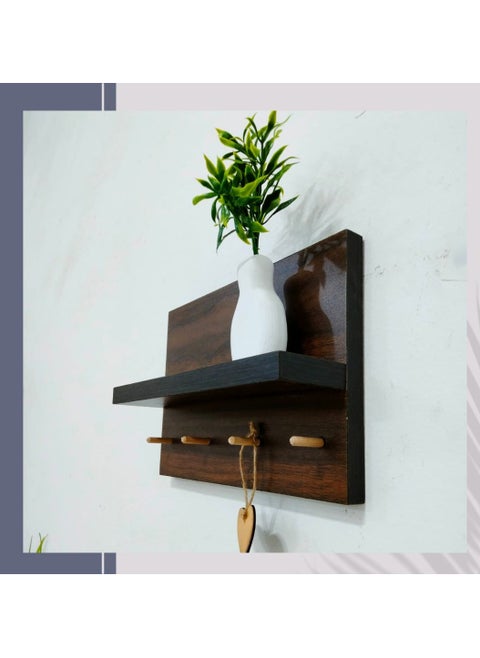 Wooden Keys Rack With Shelf