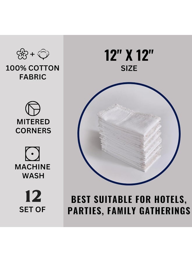 Fingercraft Dinner Cloth Napkins In 100% Cotton Fabric, 12 Pk, 12X13 Inch, White, Premium Quality, Mitered Corners For Every Day Use Napkins Are Pre Shrunk And Good Absorbency  - Image 4