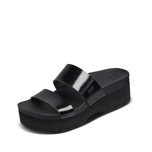 Reef Cushion Vista Higher Womens Platform Fashion Sandal, Arch Support, Ultra Soft Cushion Footbed, Black Patent, 8 - Image 1