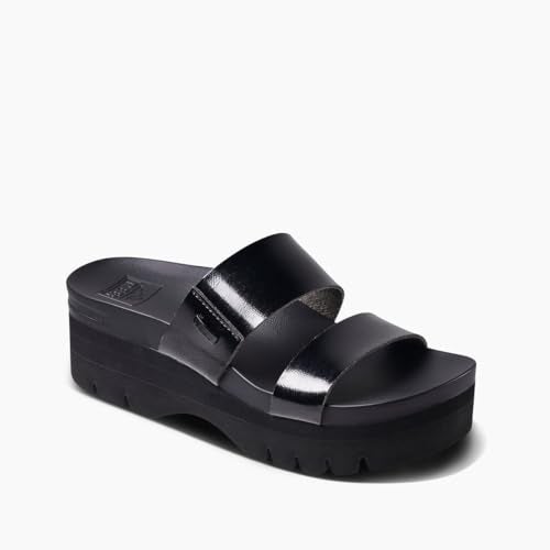 Reef Cushion Vista Higher Womens Platform Fashion Sandal, Arch Support, Ultra Soft Cushion Footbed, Black Patent, 8 - Image 4