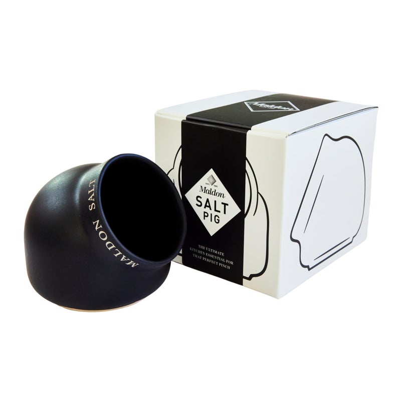 Maldon Salt  Ceramic Salt Pig  Made of Quality Ceramic with a Classic Design  Perfect Addition to The Kitchen or Dining Room  Black