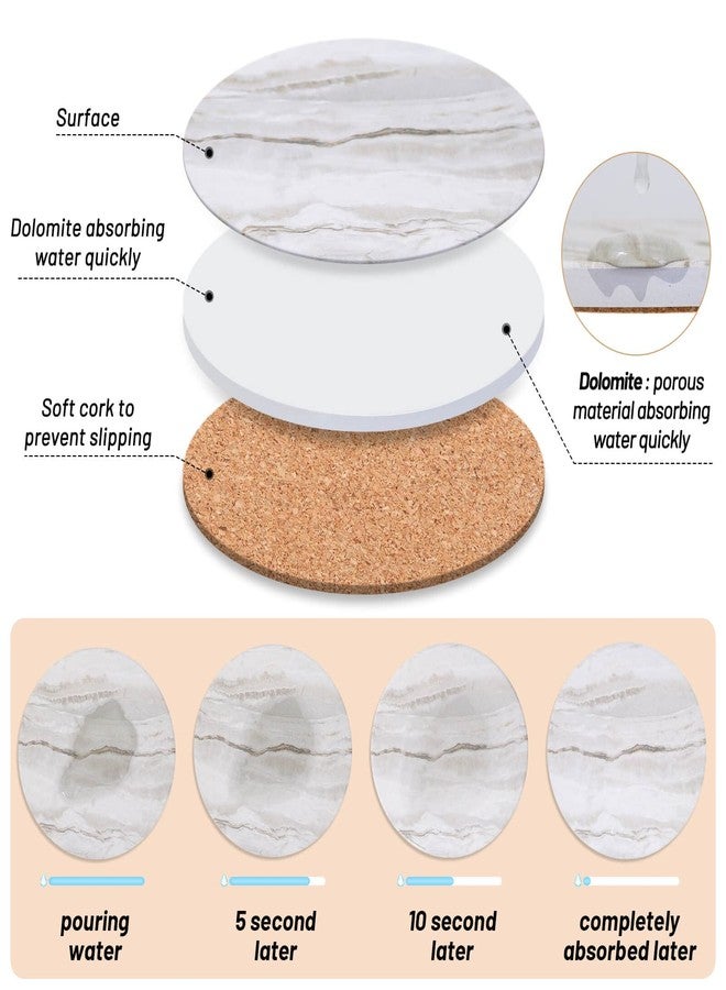 Caffox Coasters Set of 10, Absorbent Drink Coasters with Holder, Marble Style Ceramic Coaster for Wooden Table, Home Decor, 4 Inches(Griege) - Image 4