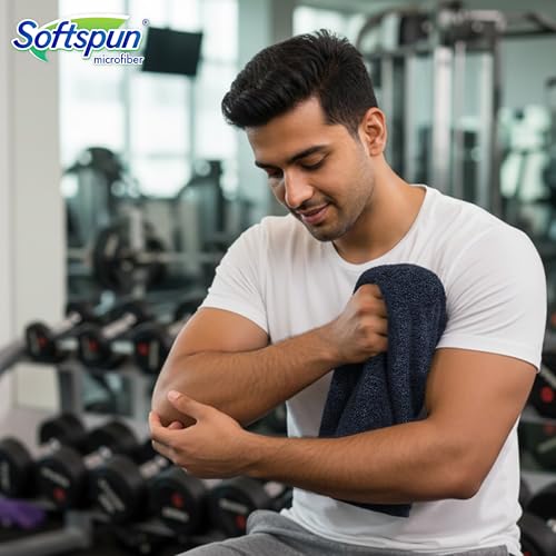 SOFTSPUN Microfiber High Loop Gym&Sports Towels for Men & Women 1pcs Black 380GSM 40X60 cms Fast Drying Super Absorbent Lightweight & UltraCompact Sweat Towels for Working Out Camping Travel. - Image 2