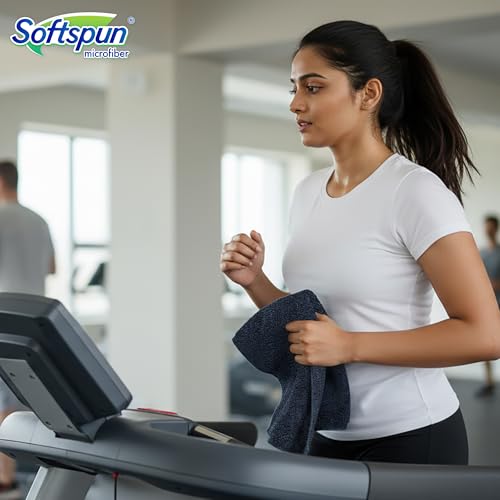 SOFTSPUN Microfiber High Loop Gym&Sports Towels for Men & Women 1pcs Black 380GSM 40X60 cms Fast Drying Super Absorbent Lightweight & UltraCompact Sweat Towels for Working Out Camping Travel. - Image 5