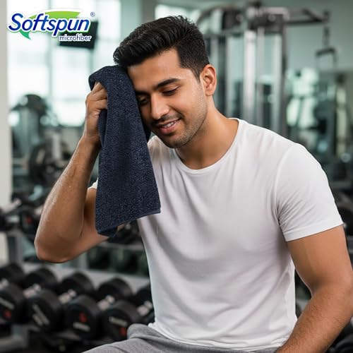 SOFTSPUN Microfiber High Loop Gym&Sports Towels for Men & Women 1pcs Black 380GSM 40X60 cms Fast Drying Super Absorbent Lightweight & UltraCompact Sweat Towels for Working Out Camping Travel. - Image 4