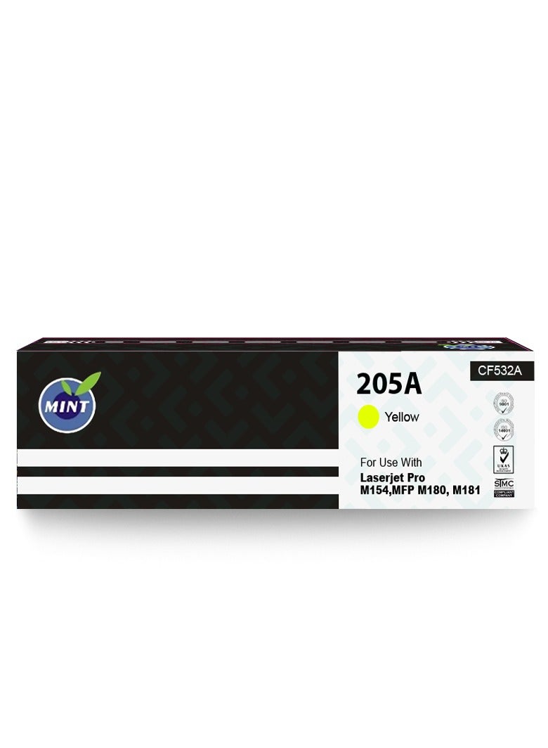 Mint Mint LaserJet Toner 205A-CF532A Yellow Compatible with LaserJet MFP M154, LaserJet Pro MFP M180, LaserJet MFP M180n, LaserJet MFP M181, LaserJet MFP181FW, LaserJet MFP M181fnd - Image 1