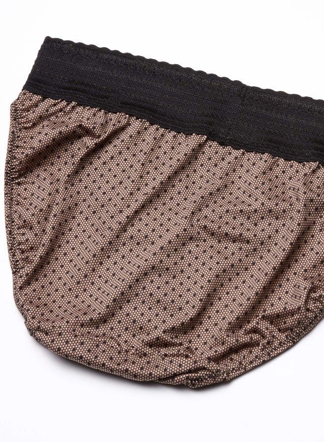 Warner's Women's Blissful Benefits Dig-Free Comfort Waistband with Lace Microfiber Hi-Cut 3-Pack 5109w, Black/Toasted Almond/Lace Dot, L - Image 2
