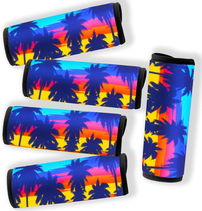 Gowraps 5 Pack Neoprene Luggage Handle Wraps Bright Luggage Tags/Identifiers/Marker/Grips Travel Accessories for Airplane/Flying/Luggage (Palm Tree) - Image 1