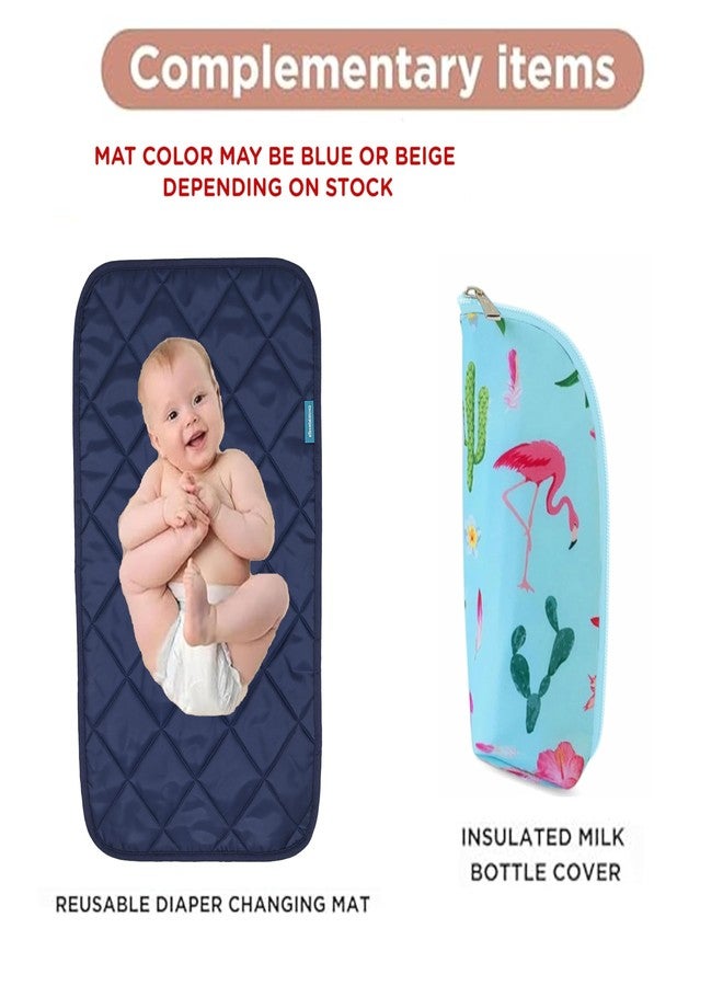 موذرلي حقيبة حفاضات نانو من ماذرلي للأمهات للسفر - طقم كومبو مع ملحقات، حقيبة يد صغيرة للأمهات حديثي الولادة، حقيبة أطفال مقاومة للماء متعددة الجيوب (لون أخضر فاتح صبار) - Image 2