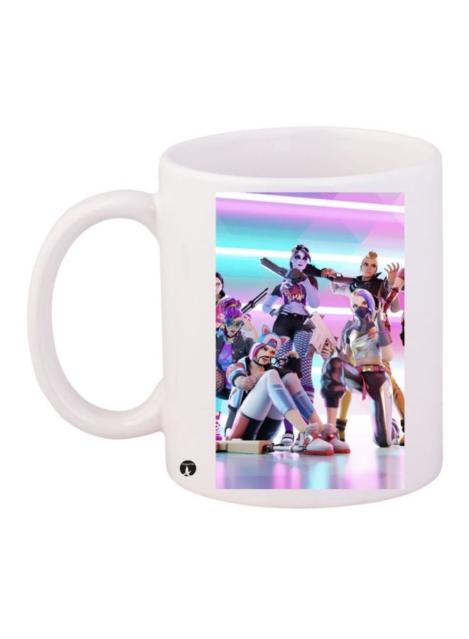 Printed Ceramic Coffee Mug White/Purple