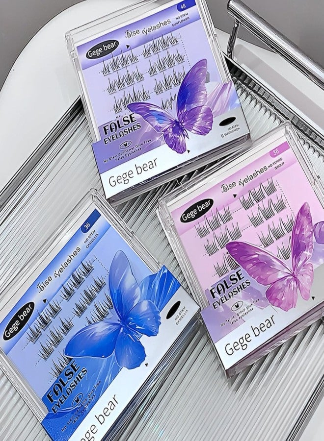 Gege Bear No Stalks To Avoid Gum Fake Eyelashes | Reusable & Durable Lightweight | Mess-Free Application | Eye Makeup Must-Have | Soft Bold Kawaii Aesthetic | Glue Free Design False Eyelash | Comfortable Wear Beginner-Friendly | Ideal for Teen Women Girls Beauty Routine (02#Non-Stalk Sunflower Model, 48PCS) - Image 1