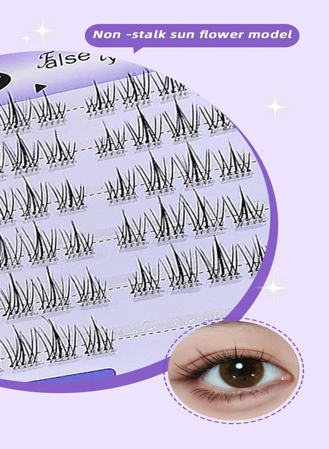 Gege Bear No Stalks To Avoid Gum Fake Eyelashes | Reusable & Durable Lightweight | Mess-Free Application | Eye Makeup Must-Have | Soft Bold Kawaii Aesthetic | Glue Free Design False Eyelash | Comfortable Wear Beginner-Friendly | Ideal for Teen Women Girls Beauty Routine (02#Non-Stalk Sunflower Model, 48PCS) - Image 2