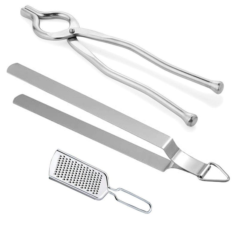 Laxmi Kitchenwere Chimta Sansi Cheese Grater Combo 3 Pieces Stainless Steel Salt and Pepper Shaker Set for Home Kitchen Use sandasi pincer pakkad chipya Ginger greter - Image 1