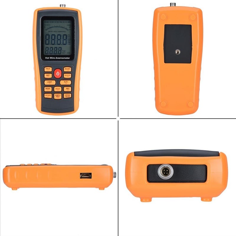 klarako Hot Wire Anemometer, GM89klarako Portable Digital Hot Wire Wind Speed Temperature Gauge Anemometer Electric Testers Digital Anemometer - Image 5