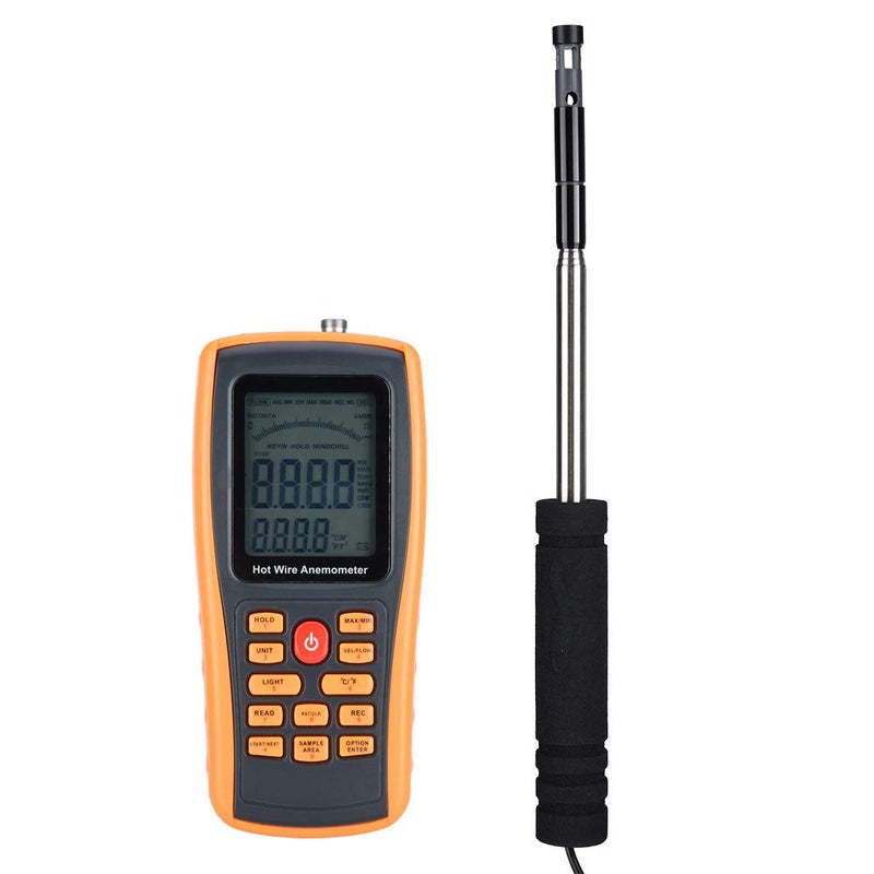 klarako Hot Wire Anemometer, GM89klarako Portable Digital Hot Wire Wind Speed Temperature Gauge Anemometer Electric Testers Digital Anemometer - Image 1