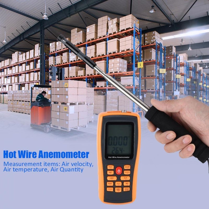 klarako Hot Wire Anemometer, GM89klarako Portable Digital Hot Wire Wind Speed Temperature Gauge Anemometer Electric Testers Digital Anemometer - Image 2