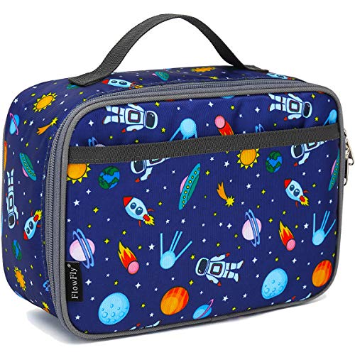 FlowFly Kids Lunch box Insulated Soft Bag Mini Cooler Back to School Thermal Meal Tote Kit for Girls, Boys, Astronaut - Image 1
