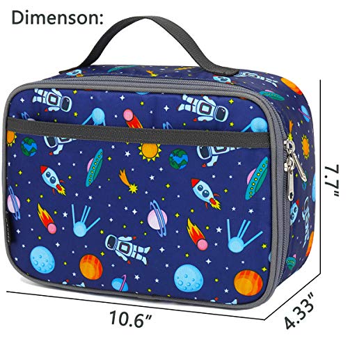 FlowFly Kids Lunch box Insulated Soft Bag Mini Cooler Back to School Thermal Meal Tote Kit for Girls, Boys, Astronaut - Image 3