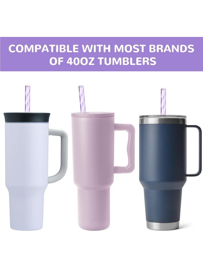 NiHome NiHome 12PCS Plastic Swirl Reusable Drinking Straws Fit for 40oz Stanley Tumbler, 12" Straws with 2 Brushes Wave Pattern, Durable PETG Material Straws, BPA-Free for Milkshakes, Water (Mixed Colors)  - Image 5