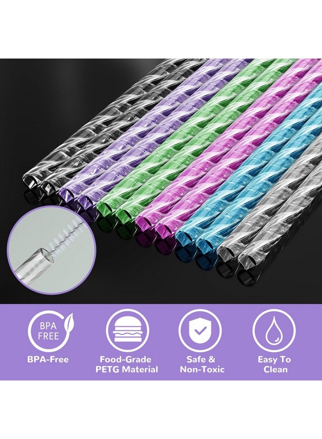 NiHome NiHome 12PCS Plastic Swirl Reusable Drinking Straws Fit for 40oz Stanley Tumbler, 12" Straws with 2 Brushes Wave Pattern, Durable PETG Material Straws, BPA-Free for Milkshakes, Water (Mixed Colors)  - Image 4
