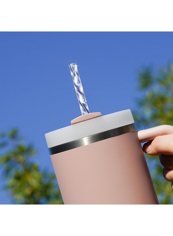 NiHome NiHome 12PCS Plastic Swirl Reusable Drinking Straws Fit for 40oz Stanley Tumbler, 12" Straws with 2 Brushes Wave Pattern, Durable PETG Material Straws, BPA-Free for Milkshakes, Water (Mixed Colors)  - Image 2